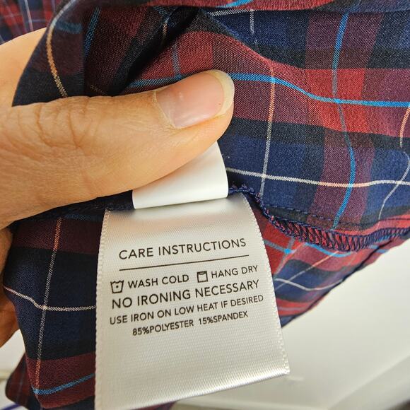 Mizzen + Main Leeward Shirt Blue Red Plaid Button Down Dress Shirt Men XXL - Picture 7 of 8